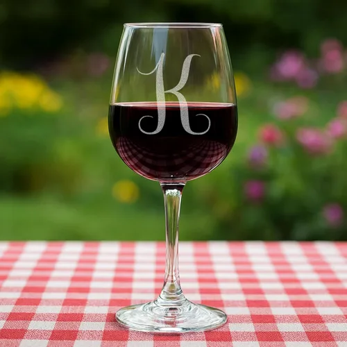 Miniatura 5 de Regalos de vino con monograma A-Z para mujer, copa de vino personalizada grabada de 12.75 onzas, regalos divertidos con monograma para amantes