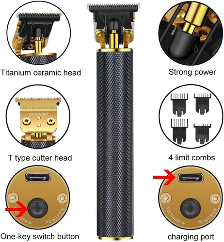 Miniatura 2 de Cortadora de pelo profesional para hombres y mujeres, inalámbrica, recargable, recortadora de pelo, kit de aseo de corte de cuerpo de metal