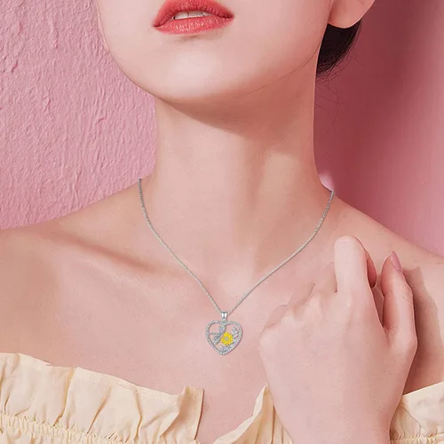 Miniatura 4 de CHENGHONG Collares de girasol de plata de ley 925, collar con colgante de girasol You Are My Sunshine, regalos de joyería para mujeres y hombres