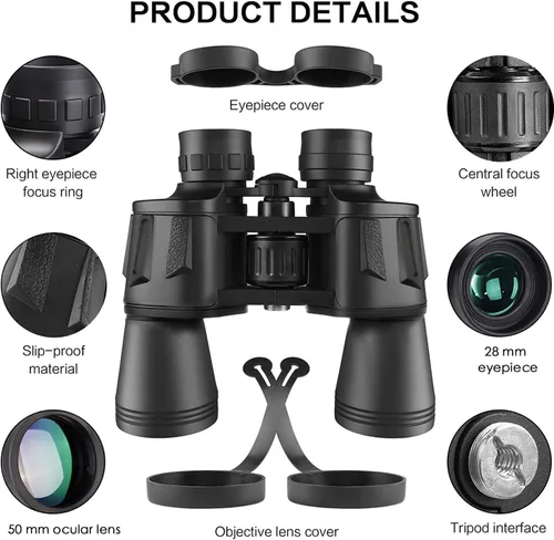 Miniatura 6 de Binoculares de 20 x 50 para adultos, prismáticos profesionales de alta potencia HD para observación de aves Viajes Observación de estrellas 123456