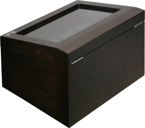 Miniatura 4 de Volta Caja de reloj marrón rústico para 8 con 2 compartimentos y cajón para joyas, Marrón (Rustic Brown), Rústico