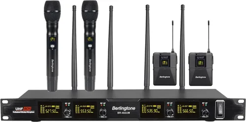 Miniatura 8 de Sistema de micrófono inalámbrico profesional, juego de micrófono inalámbrico UHF de 4 canales con 2 micrófonos de mano, 2 micrófonos
