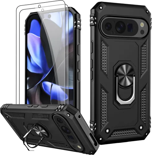 Miniatura 13 de LUMARKE Funda para Google Pixel 5 con protector de pantalla, pasa 16 pies, probada en caídas, grado militar, con soporte de anillo magnético, Rojo