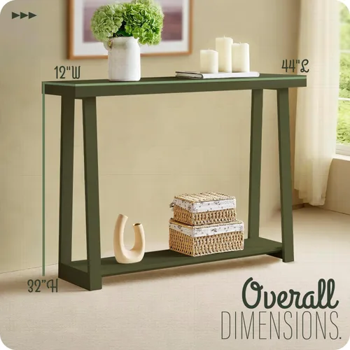 Miniatura 2 de Kings Brand Furniture Emma Mesa consola estrecha con estante inferior perfecta para mesa de sofá, mesa de entrada para pasillo, detrás del sofá