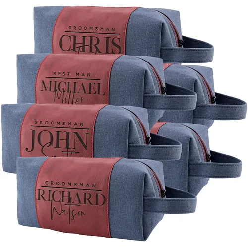 Miniatura 31 de Regalos personalizados para padrinos de boda, bolsas de aseo personalizadas para hombres, regalos de padrino de boda, Beige, Diseño #1, Juego de 3