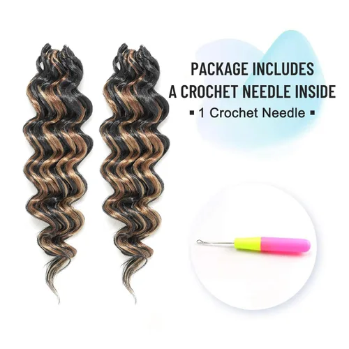 Miniatura 6 de Cabello de ganchillo con ondas oceánicas, 12 pulgadas, 8 paquetes de 3 tonos, cabello rizado de longitud media, rizado y ondulado profundo