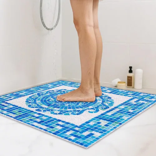 Miniatura 8 de Tapete de ducha cuadrado, Yonala de 24 x 24 pulgadas, elegante tapete de ducha antideslizante para ducha interior, tapete de ducha antideslizante