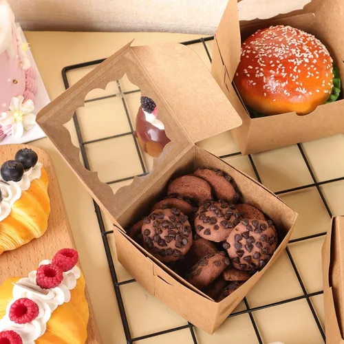 Miniatura 8 de NPLUX - 50 cajas de galletas con ventana, cajas de panadería, cajas pequeñas para dulces, cajas de pastelería de 4 x 4 x 2.5 pulgadas, regalos