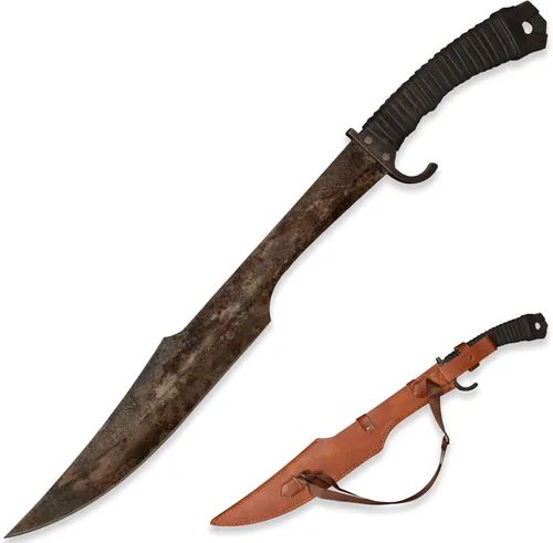 SV Espada de corte artesanal hecha a mano de manganeso y acero, de tang completo, para exteriores, caza, camping, senderismo, supervivencia, con