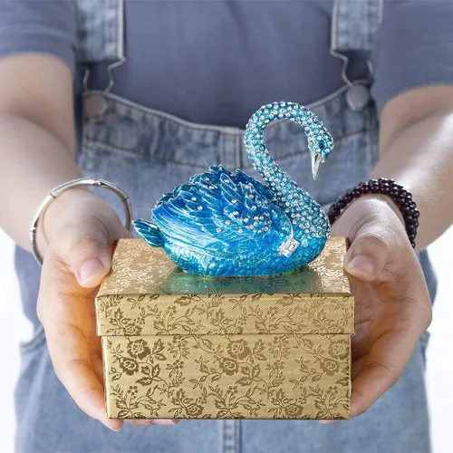 Miniatura 4 de YU FENG Caja de joyería de animales de cisne azul 2pcs