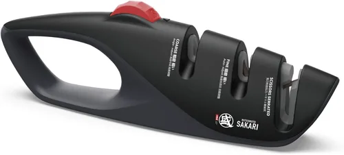 MITSUMOTO SAKARI Afilador de cuchillos japonés de 3 etapas, afilador de cocina ajustable con ranuras gruesas, finas y para tijeras para cuchillos de