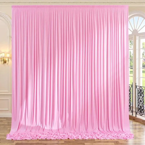 Miniatura 63 de Cortinas de telón de fondo granate de 10 pies x 10 pies sin arrugas para fiestas, 2 paneles de cortinas de telón de fondo de poliéster sedoso