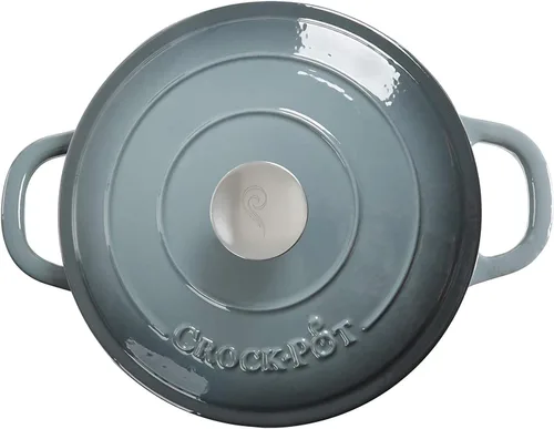 Miniatura 3 de Crock Pot olla para horno holandés de hierro fundido artesanal de 7 cuartos de galón, Gris (slate gray)
