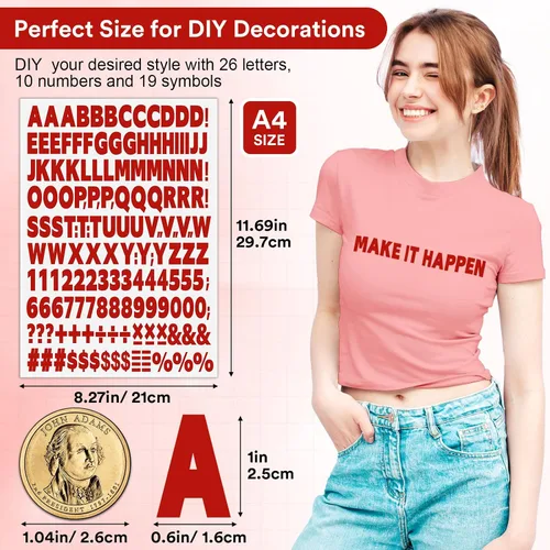 Miniatura 2 de 5 hojas, 830 letras y números para planchar para ropa, letras de vinilo para planchar de 1 pulgada con letras de transferencia de calor de la A a