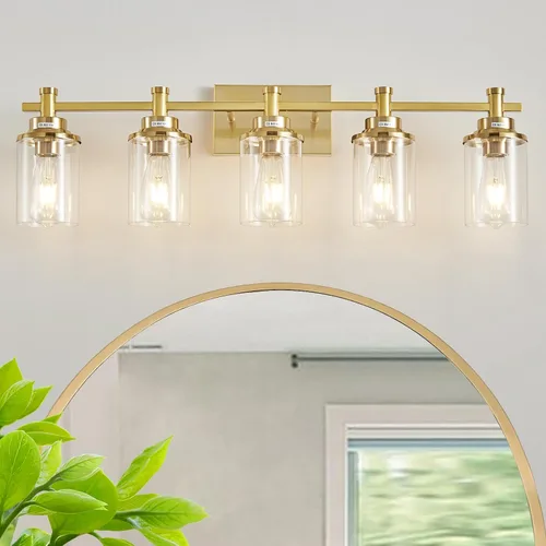 Miniatura 16 de Accesorios de Luz de Baño de 3 Luces, Accesorio de Luz de Tocador Negro y Dorado Cepillado Sobre Espejo, Apliques de Pared Modernos Iluminación