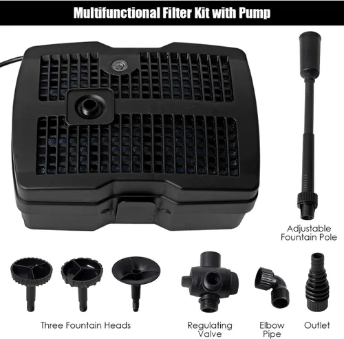 Miniatura 4 de Goplus Bomba de filtro sumergible 4 en 1, bomba de fuente de 660 GPH con terilizador S de 9 W y 3 boquillas, sistema de limpieza de estanques