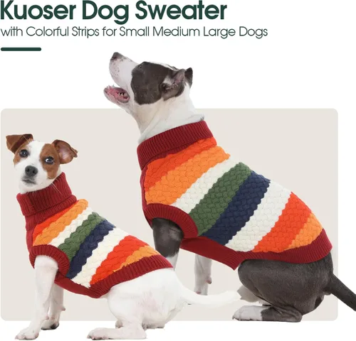 Miniatura 2 de Kuoser Suéter para Perros, Ropa de Invierno de Punto Térmico para Perros Grandes, Suéter Navideño para Perros Cuello de Tortuga Tejido para Otoño e