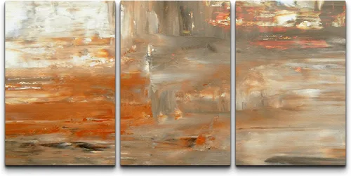 Miniatura 161 de wall26 Lienzo enmarcado para pared, juego de arte con trazos de pintura roja y naranja vibrante, paisaje, formas abstractas, ilustraciones, arte