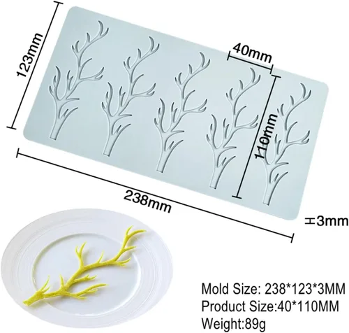 Miniatura 3 de TUKE Molde de silicona 3D para ramas de tuile de fondant para hornear, arcilla polimérica, manualidades de azúcar - Diseño de encaje de caramelo