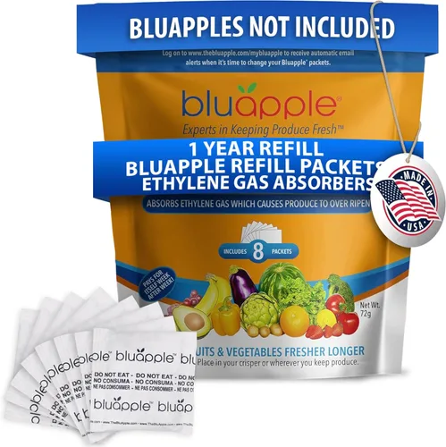 Miniatura 10 de Bluapple Produce Saver Absorbedor De Gas Etileno, Paquete De 2: Mantiene Las Frutas Y Verduras Frescas Por Más Tiempo En El Refrigerador Y Fruteros