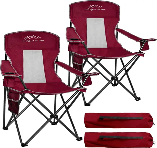 Miniatura 12 de Paquete de 2 sillas plegables de camping con respaldo alto, cómodas sillas grandes para exteriores para adultos, capacidad de 400 libras, silla