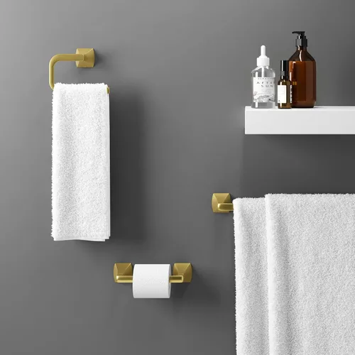 Miniatura 6 de Pfister Bruxie Barra de Toallas de Baño para Baño, 24 Pulgadas, Montado en Pared, con Tornillos, Acabado Dorado Cepillado, BTBBIE2BG Oro cepillado