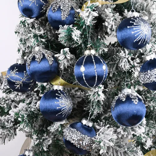 Miniatura 5 de Bolas de Navidad Azul Marino Adornos - Paquete de 15 Adornos de Árbol de Navidad de Lujo No Se Astillan - Juego de Bombillas de Navidad de Satén