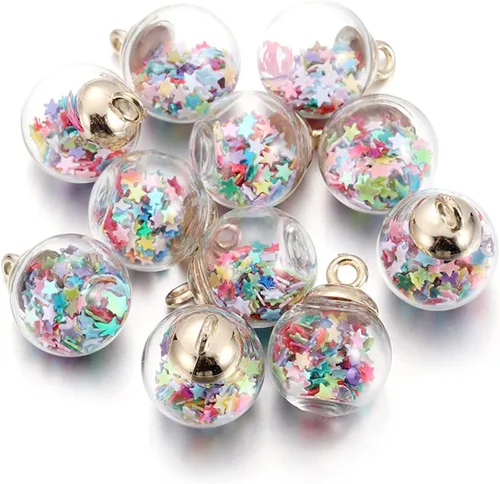 Miniatura 13 de 10 unids/lote de 0.630 in transparente bola de cristal encantos estrella lentejuelas colgantes para DIY pendientes collar joyería fabricación