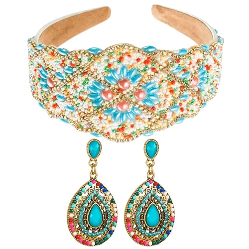 Miniatura 12 de Diadema de moda para mujer, diadema decorativa de diamantes de imitación anchos para mujer, accesorios para el cabello para mujeres y niñas