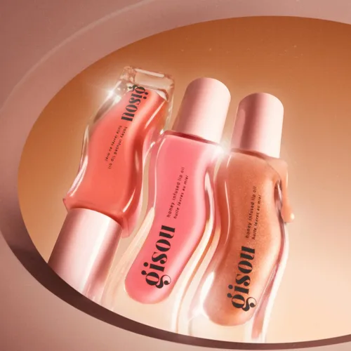 Miniatura 8 de Gisou Aceites labiales con infusión de miel Gloss Hour Edition, juego de brillo labial hidratante y no pegajoso con remolino de frambuesa, melocotón