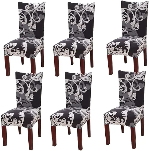 Miniatura 41 de Fundas para silla de comedor Yisun, fundas elásticas para silla de comedor, funda protectora para silla de comedor, mezcla de poliéster, Beige