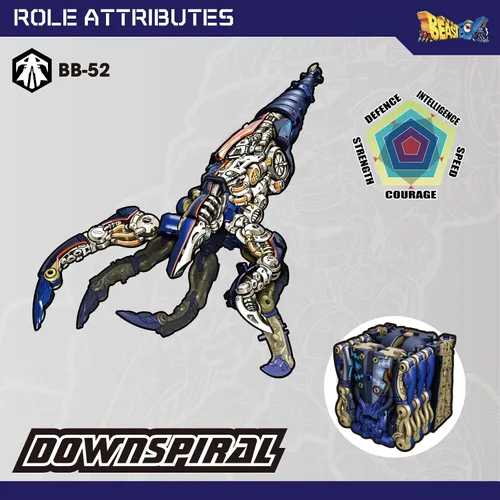 Miniatura 9 de 52TOYS BEASTBOX BB-52 DOWNSPIRAL - Figura de acción de juguetes de deformación, juguetes de conversión en mecha y cubo, regalo perfecto para fiesta