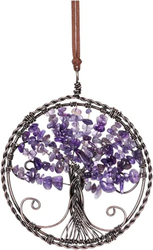 Miniatura 8 de PESOENTH Piedras de chakras, cristales curativos, árbol de la vida, atrapasueños, decoración para colgar en la pared, regalos para mujeres