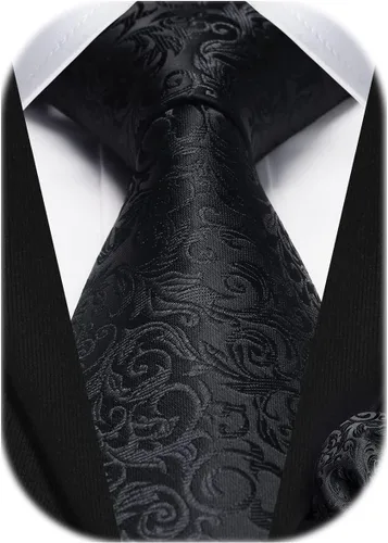 Miniatura 160 de HISDERN Corbatas para hombre, corbata de cachemira y bolsillo cuadrado tejido clásico floral para hombre, corbata de fiesta de boda