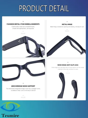 Miniatura 4 de Gafas de marco cuadrado grueso para mujeres y hombres, anteojos rectangulares gruesos, sin receta, lentes de luz azul para computadora