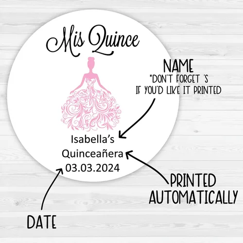 Miniatura 2 de Pegatinas de membrillo Mis, etiquetas de quinceañera, etiquetas brillantes (#027-WH)