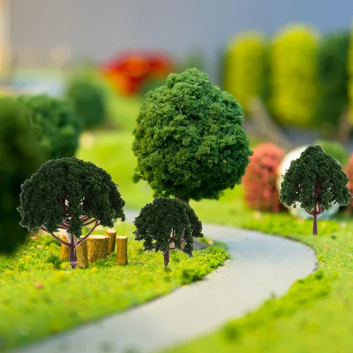 Miniatura 2 de 20 piezas de árboles modelo de plástico en miniatura para micro paisaje tren decoración de paisajes suministros de diorama