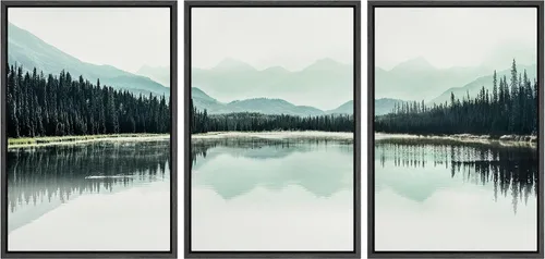 Miniatura 145 de NWT Lienzo enmarcado para pared, juego de arte en acuarela pastel, bosque de montaña oscura, naturaleza silvestre, ilustraciones de arte moderno