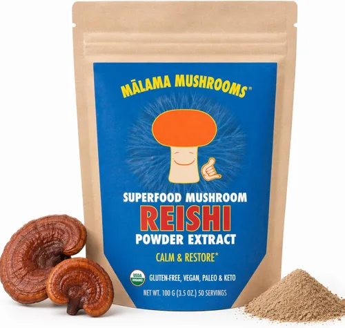 Miniatura 9 de Polvo de extracto de 8 hongos por Malama, mezcla orgánica de hongos corporales con melena de león, reishi, cordyceps, chaga, cola de pavo