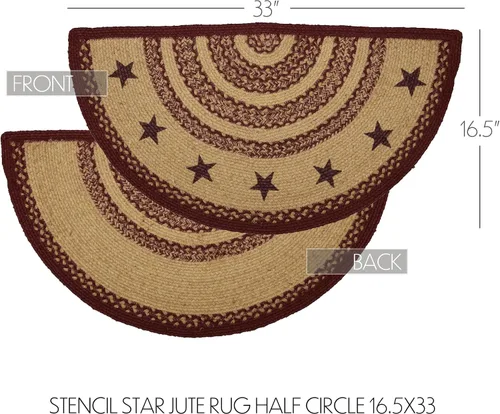 Miniatura 2 de VHC Brands Alfombra de yute marrón burdeos con diseño de estrellas y almohadilla de 16.5 x 33 pulgadas