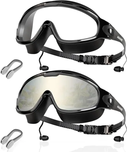 Miniatura 17 de Aegend - Nuevas gafas de natación de visión amplia para adultos, con protección antiniebla/UV, sin fugas, con tapones para los oídos para hombres