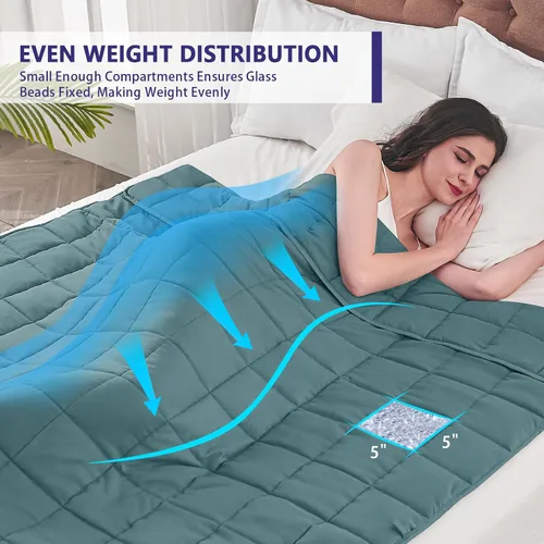 Miniatura 80 de Yescool - Manta con peso para adultos (15 libras, 60 x 80 pulgadas, azul), manta de enfriamiento pesada para dormir, 140-160 libras, manta