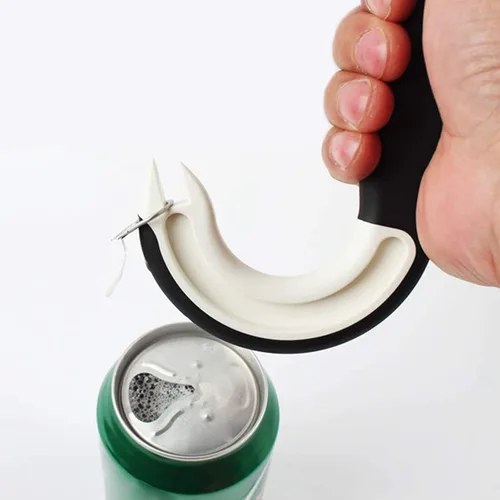 Miniatura 4 de Abrelatas de anillo fácil de abrir, ergonómico para latas, ayudante en forma de J, abrelatas, gancho para tirar, abridor de frascos, manual