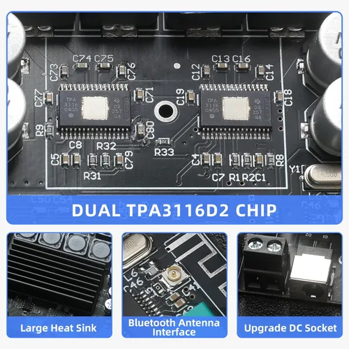 Miniatura 5 de ZK-TB21 50W+50W+100W 2.1 Canal Placa de Amplificador para Vehículos con Control de Agudos y Bajos, Chip Dual TPA3116, DC 12-24V, Entradas Bluetooth