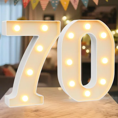 Miniatura 55 de Letrero de números con luz LED de marquesina, letrero de números de cumpleaños iluminado para decoración de fiesta de cumpleaños, pared de bar
