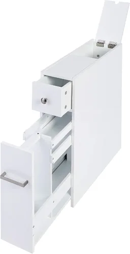 Miniatura 8 de Spirich - Gabinete delgado de almacenamiento para baño, soporte independiente para papel higiénico, gabinete de baño con cajón deslizable