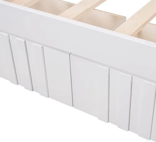 Miniatura 9 de Flieks Sofá cama de madera de tamaño individual, sofá cama multifuncional de madera maciza con soporte de 10 listones de madera (espresso)