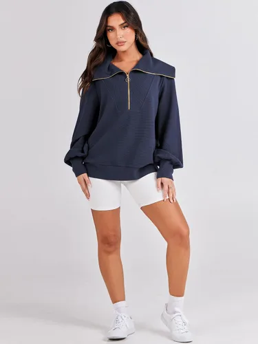 Miniatura 6 de ANRABESS Sudaderas con capucha para mujer, de gran tamaño, con cremallera de un cuarto, para adolescentes, niñas, ropa de moda Y2K