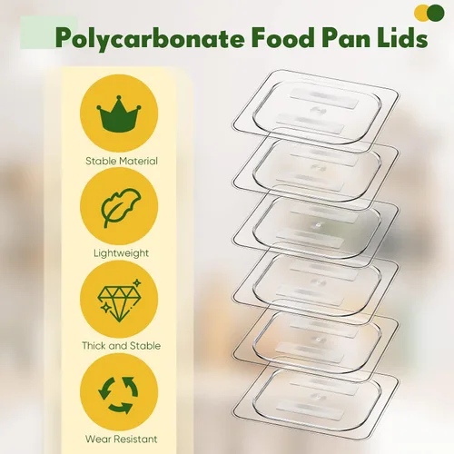 Miniatura 6 de 6 tapas de policarbonato para sartenes de alimentos con asa, 1/6 1/2 pulgadas, tapa transparente de plástico para hotel, tapas de hotel