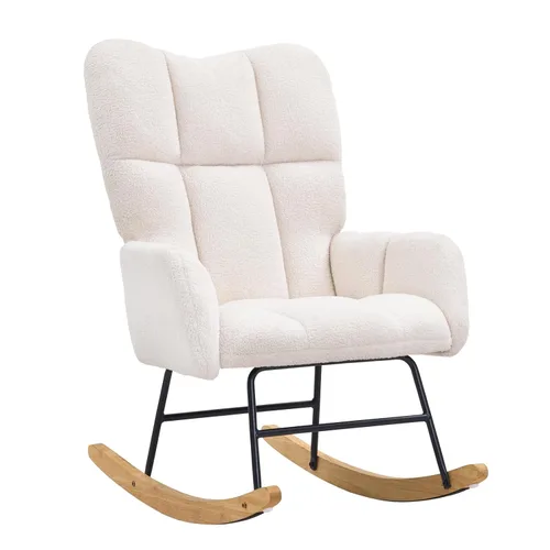 Miniatura 8 de VEVOR Mecedora para guardería, mecedora deslizante con asiento suave y respaldo alto, capacidad de peso de 250 libras, tela de peluche, silla
